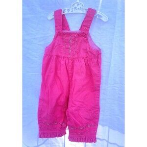 VTG Carter's Baby Girl’s 9m Playful Pink Overalls Outfit Floral Embroidered